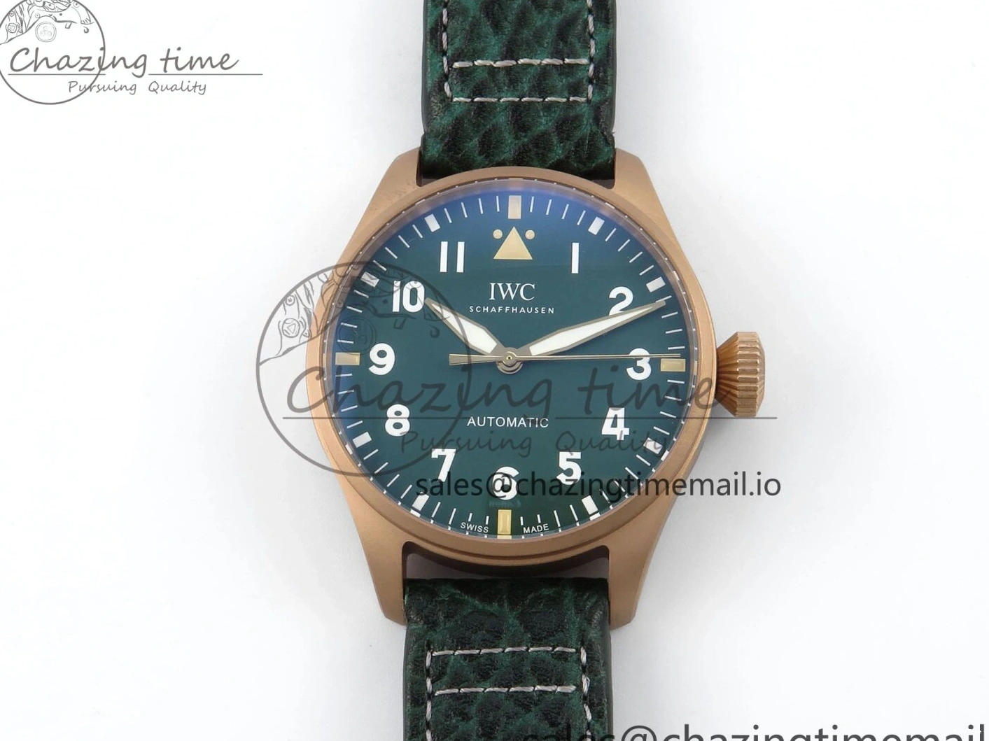 MIROTIME 0505 Durable Big Pilot IW329702 M+F 1:1 Best Edition Green Dial on Green Leather Strap MY 7006